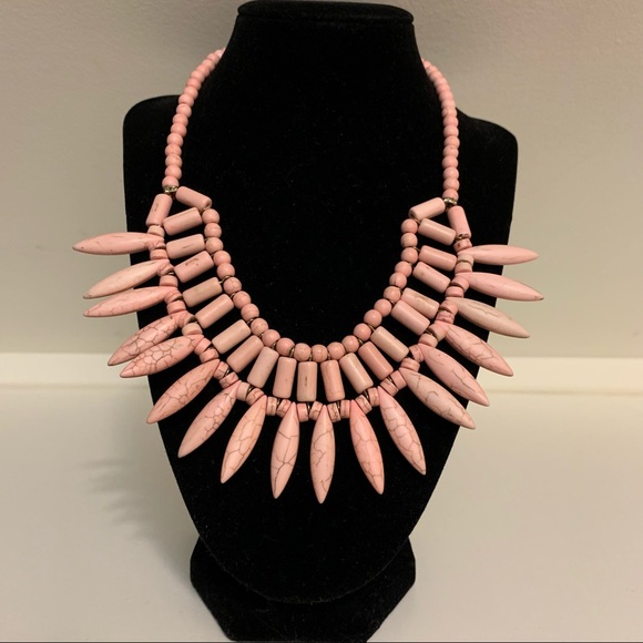 Pink Stone Statement Necklace - Picture 2 of 2